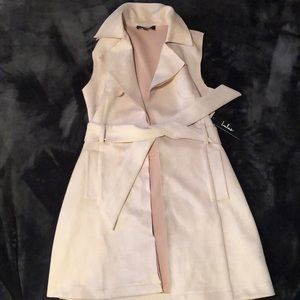 Pink suede duster vest